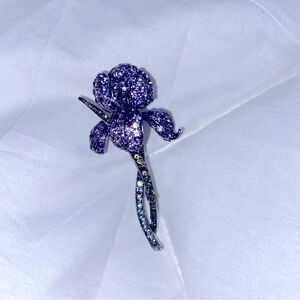 🌸 Silver broach. Gorgeous purple rhinestones.  Like new.